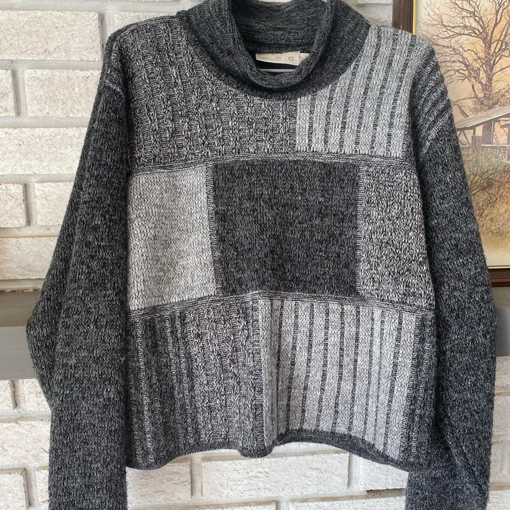Grey colourblock slight cowlneck sweater size medium charcoal